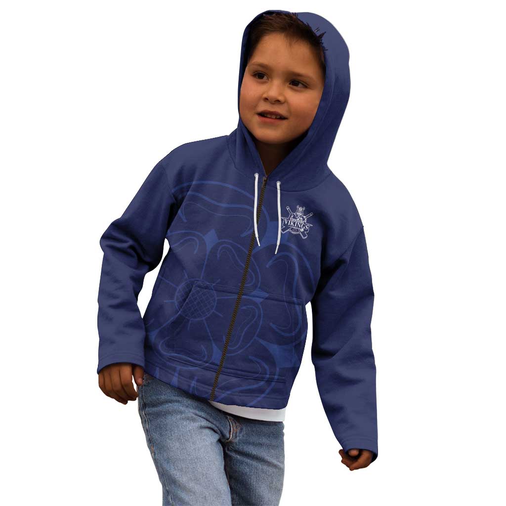 Custom Yorkshire Viking Spirit Kid Hoodie White Rose of York Navy Version - Wonder Print Shop