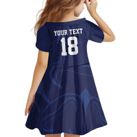 Custom Yorkshire Viking Spirit Kid Short Sleeve Dress White Rose of York Navy Version - Wonder Print Shop