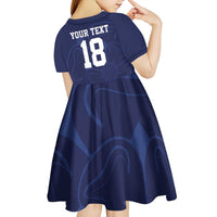 Custom Yorkshire Viking Spirit Kid Short Sleeve Dress White Rose of York Navy Version - Wonder Print Shop