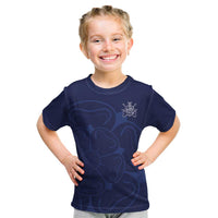 Custom Yorkshire Viking Spirit Kid T Shirt White Rose of York Navy Version - Wonder Print Shop