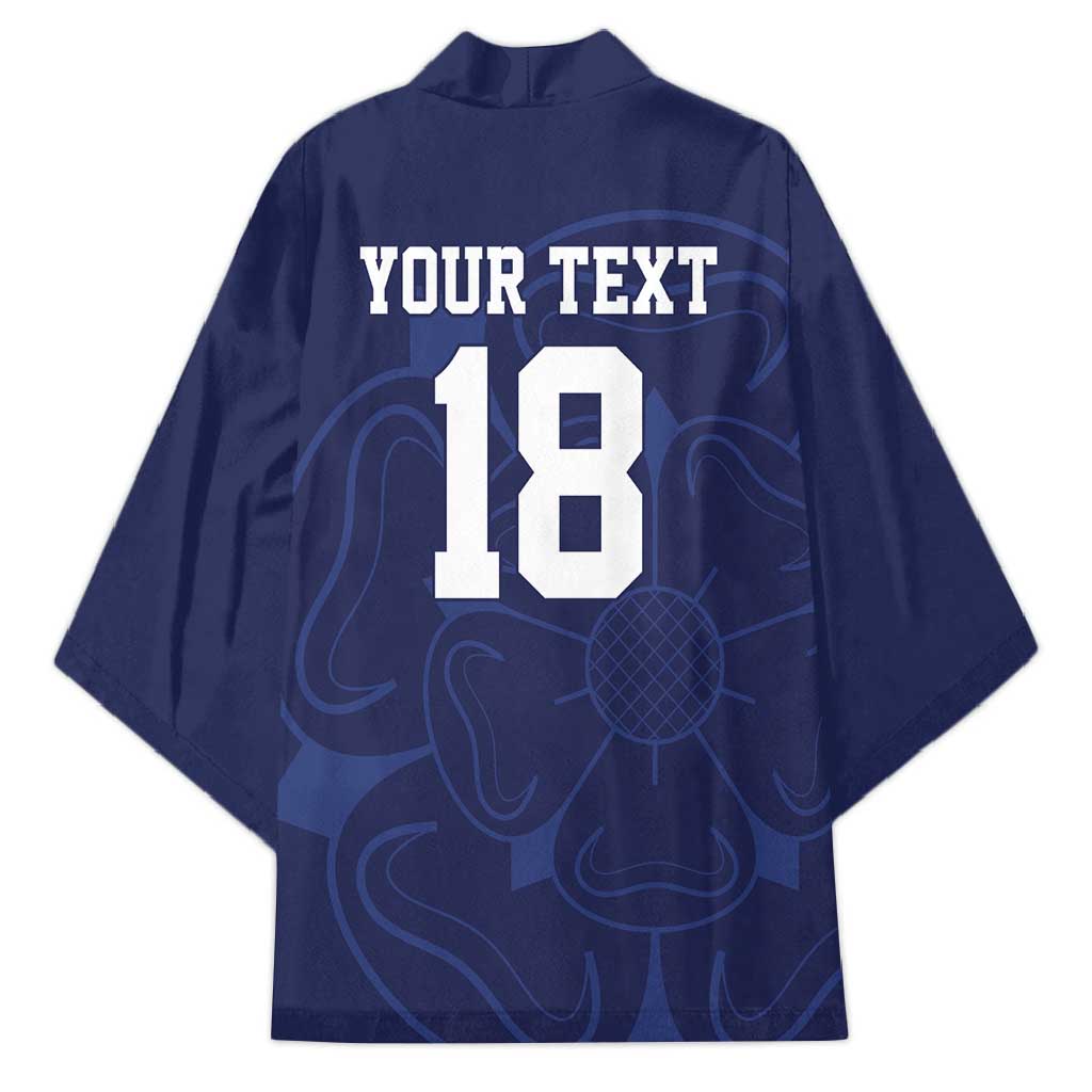 Custom Yorkshire Viking Spirit Kimono White Rose of York Navy Version - Wonder Print Shop