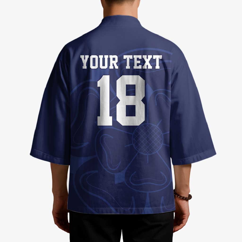 Custom Yorkshire Viking Spirit Kimono White Rose of York Navy Version - Wonder Print Shop
