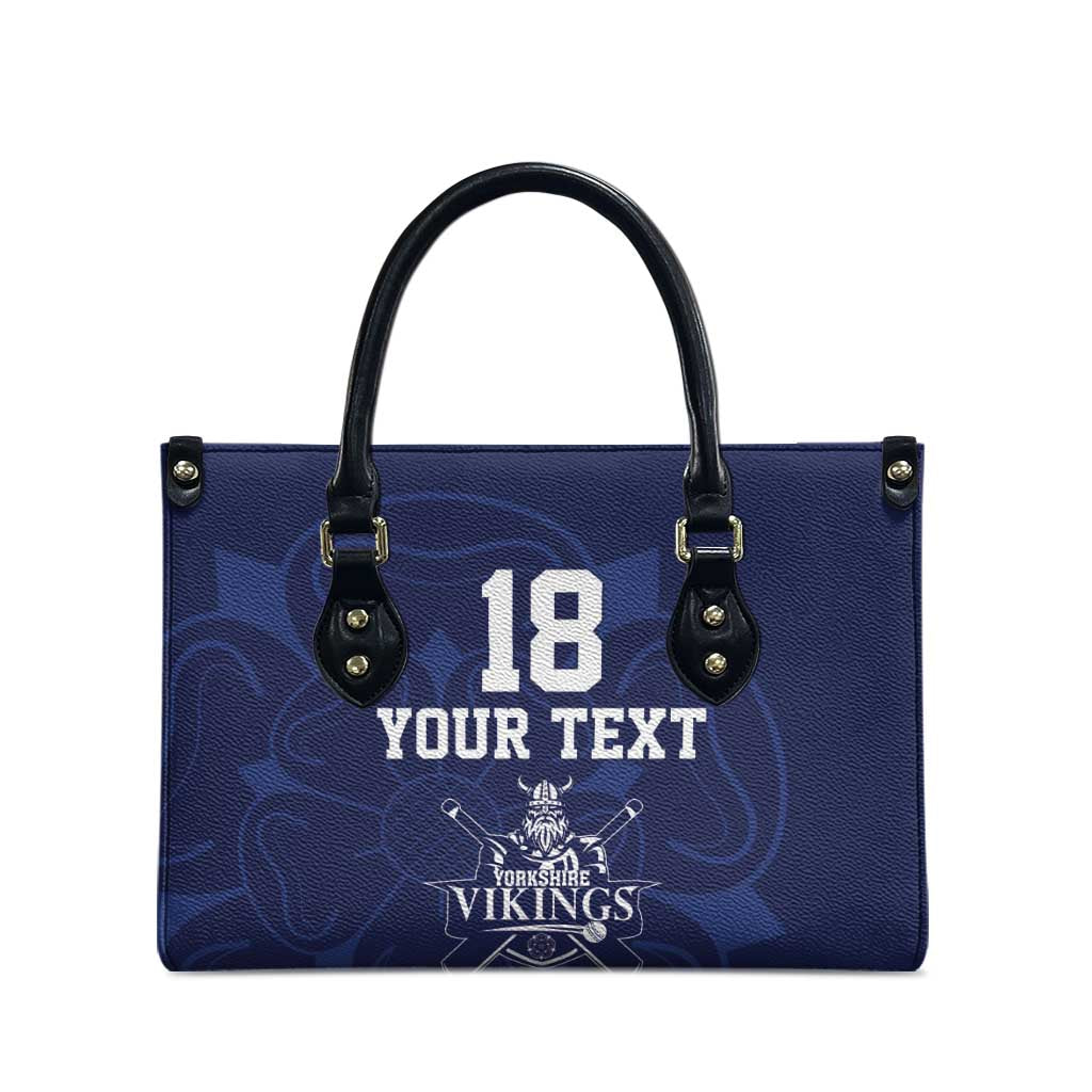 Custom Yorkshire Viking Spirit Leather Bag White Rose of York Navy Version - Wonder Print Shop
