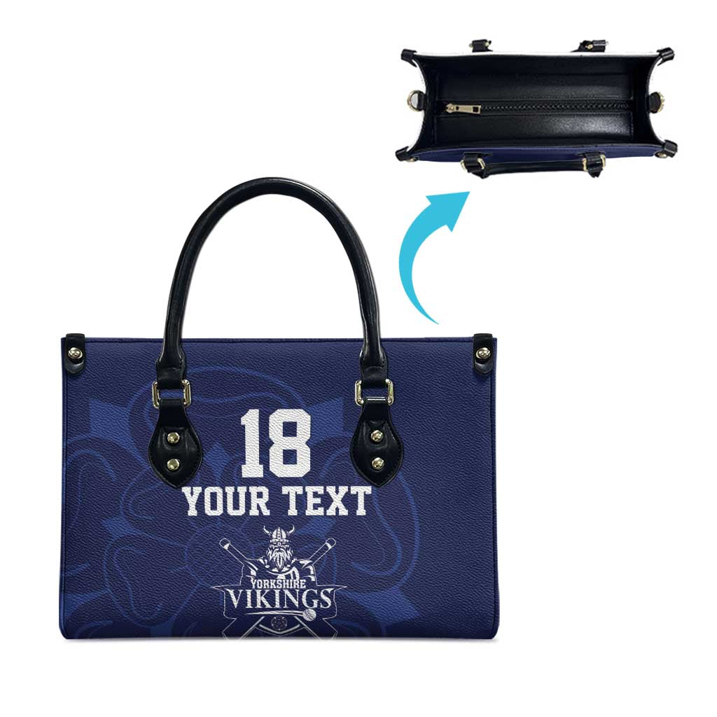 Custom Yorkshire Viking Spirit Leather Bag White Rose of York Navy Version - Wonder Print Shop