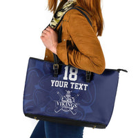 Custom Yorkshire Viking Spirit Leather Tote Bag White Rose of York Navy Version - Wonder Print Shop