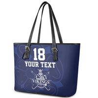 Custom Yorkshire Viking Spirit Leather Tote Bag White Rose of York Navy Version - Wonder Print Shop
