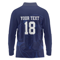 Custom Yorkshire Viking Spirit Long Sleeve Polo Shirt White Rose of York Navy Version - Wonder Print Shop