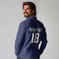 Custom Yorkshire Viking Spirit Long Sleeve Polo Shirt White Rose of York Navy Version - Wonder Print Shop