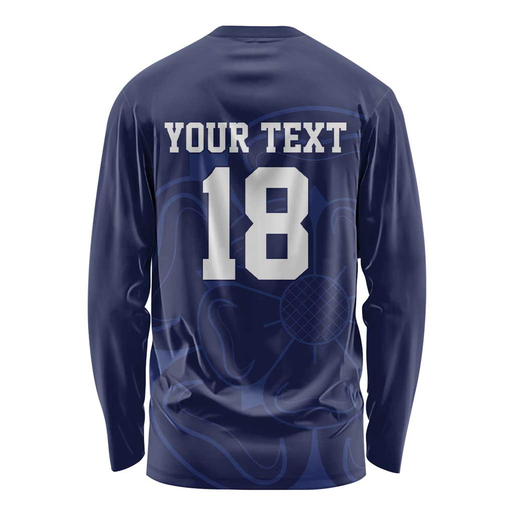 Custom Yorkshire Viking Spirit Long Sleeve Shirt White Rose of York Navy Version - Wonder Print Shop