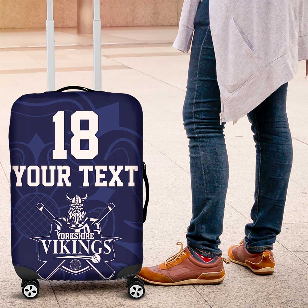 Custom Yorkshire Viking Spirit Luggage Cover White Rose of York Navy Version - Wonder Print Shop