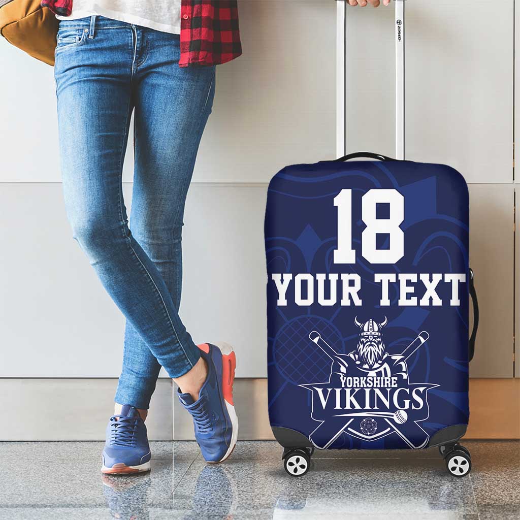 Custom Yorkshire Viking Spirit Luggage Cover White Rose of York Navy Version - Wonder Print Shop