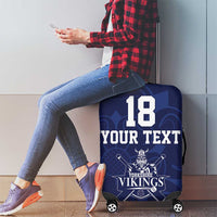 Custom Yorkshire Viking Spirit Luggage Cover White Rose of York Navy Version - Wonder Print Shop