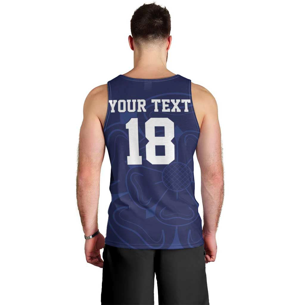 Custom Yorkshire Viking Spirit Men Tank Top White Rose of York Navy Version - Wonder Print Shop