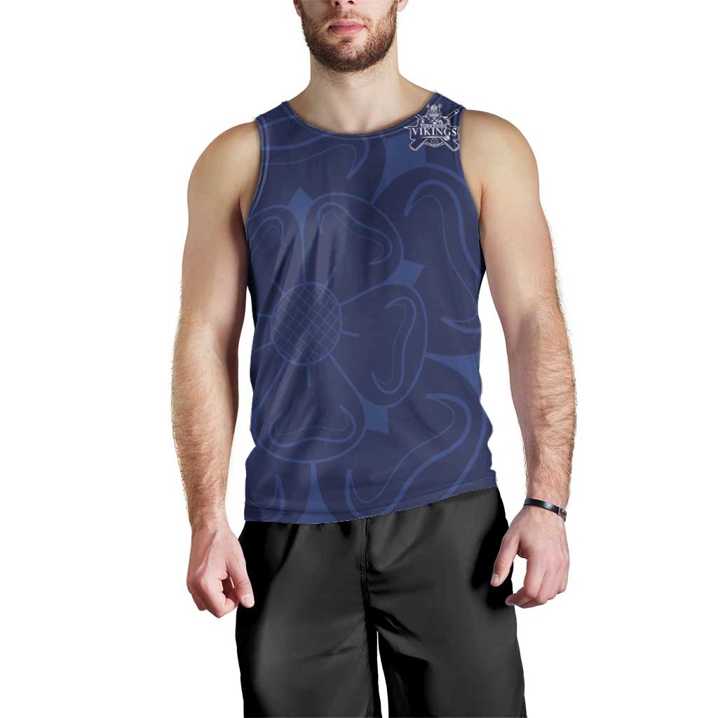 Custom Yorkshire Viking Spirit Men Tank Top White Rose of York Navy Version - Wonder Print Shop