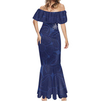 Custom Yorkshire Viking Spirit Mermaid Dress White Rose of York Navy Version - Wonder Print Shop