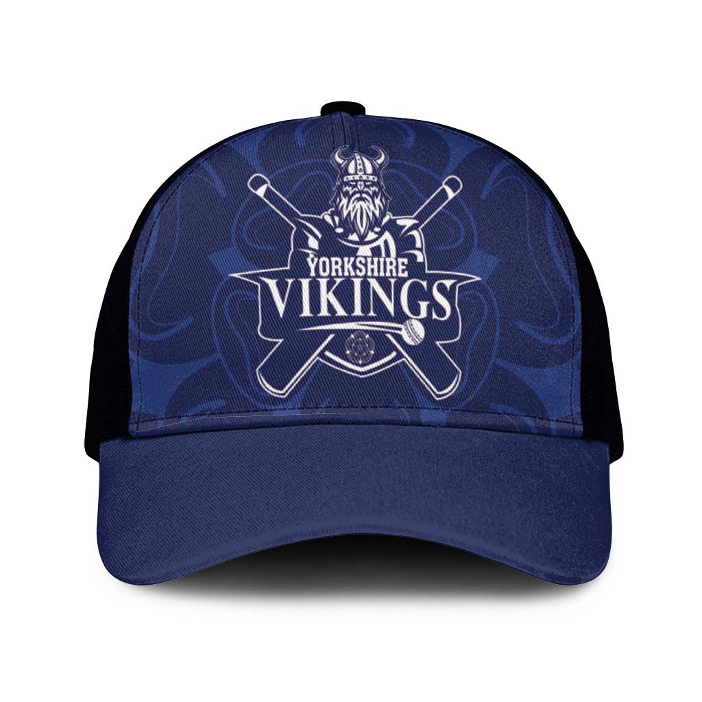 Yorkshire Vikings Cricket Mesh Trucker Cap White Rose of York Navy Version - Wonder Print Shop