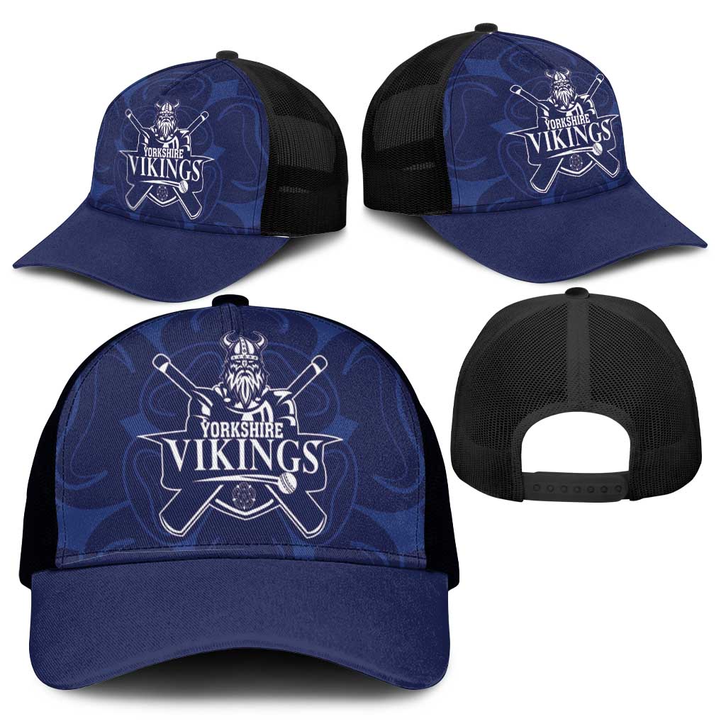 Yorkshire Vikings Cricket Mesh Trucker Cap White Rose of York Navy Version - Wonder Print Shop