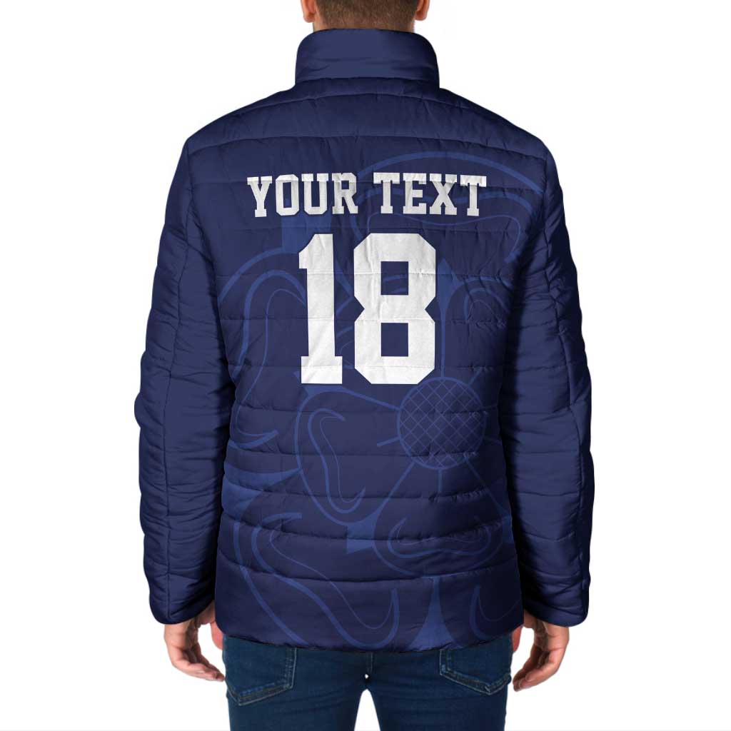 Custom Yorkshire Viking Spirit Padded Jacket White Rose of York Navy Version - Wonder Print Shop