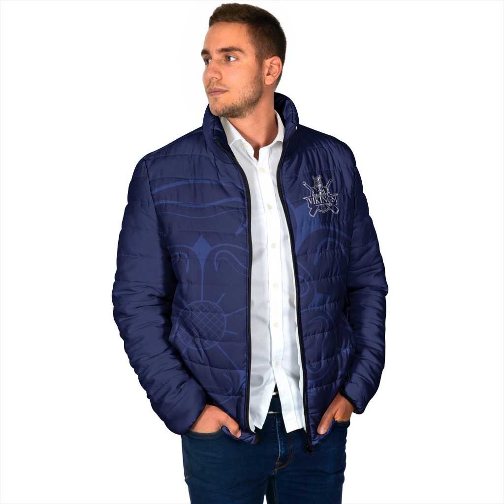 Custom Yorkshire Viking Spirit Padded Jacket White Rose of York Navy Version - Wonder Print Shop