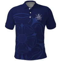 Custom Yorkshire Viking Spirit Polo Shirt White Rose of York Navy Version - Wonder Print Shop