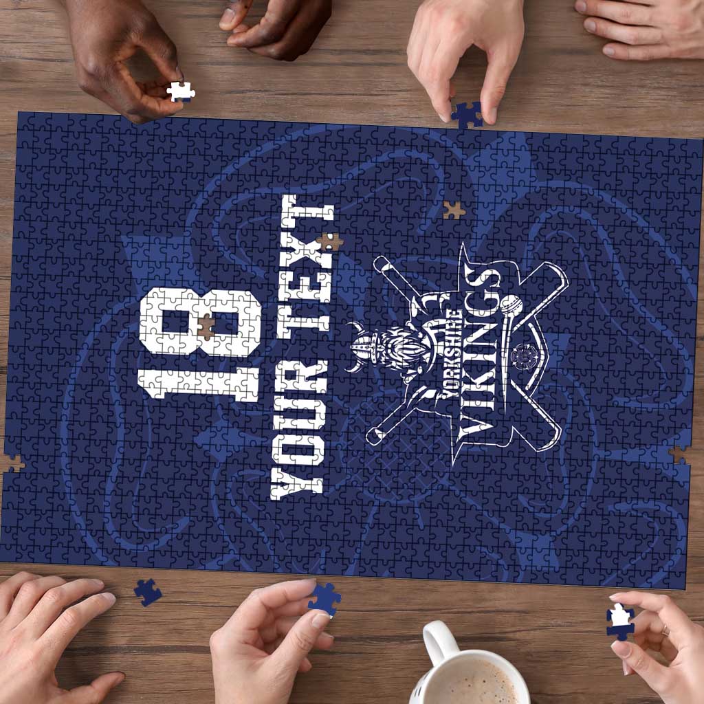 Custom Yorkshire Viking Spirit Puzzle White Rose of York Navy Version - Wonder Print Shop