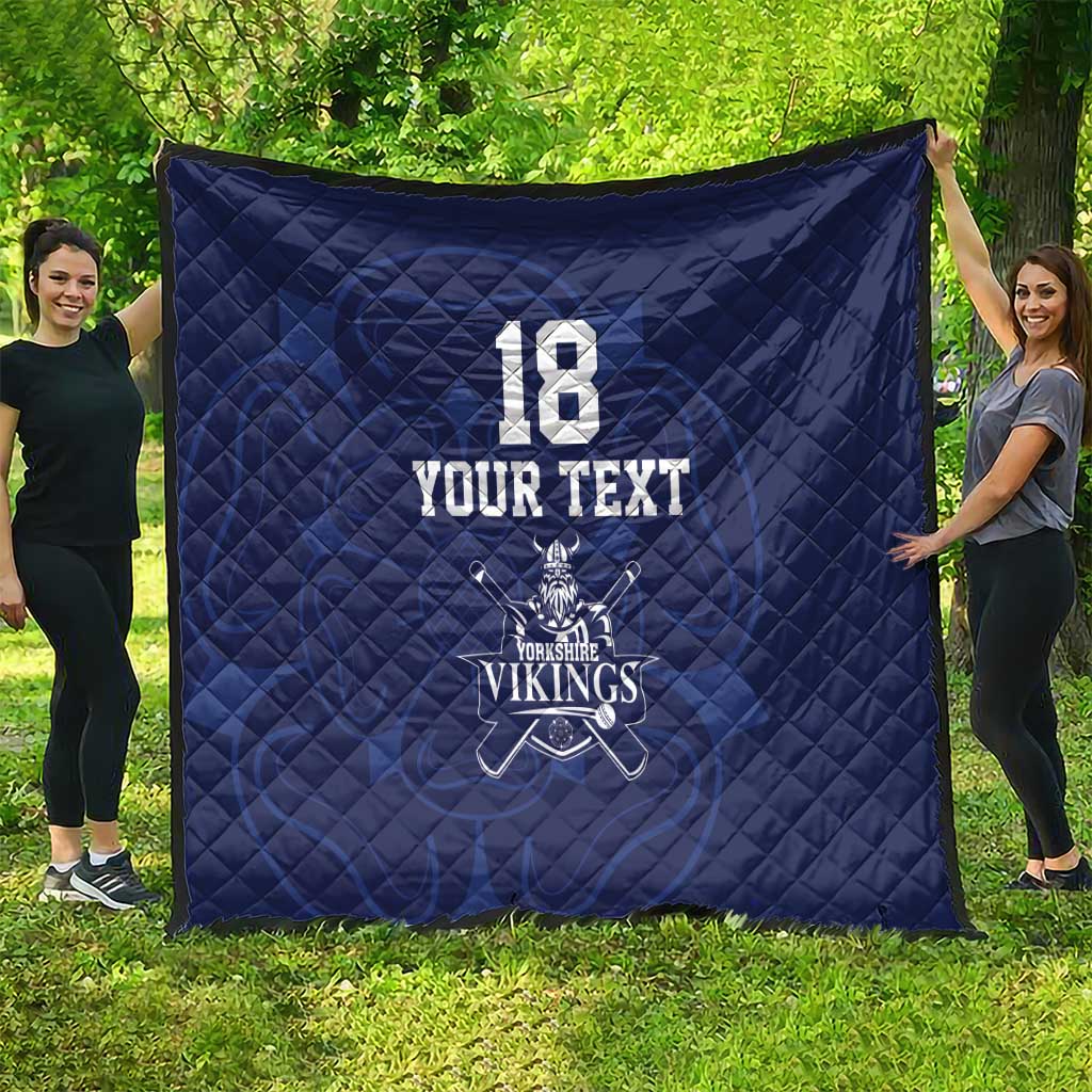 Custom Yorkshire Viking Spirit Quilt White Rose of York Navy Version - Wonder Print Shop
