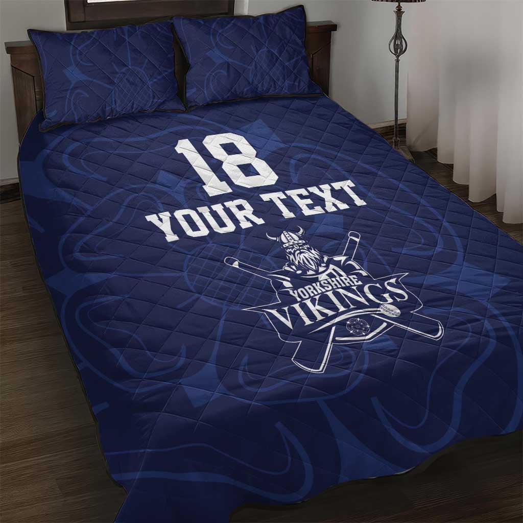Custom Yorkshire Viking Spirit Quilt Bed Set White Rose of York Navy Version - Wonder Print Shop