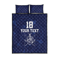 Custom Yorkshire Viking Spirit Quilt Bed Set White Rose of York Navy Version - Wonder Print Shop