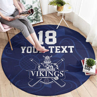 Custom Yorkshire Viking Spirit Round Carpet White Rose of York Navy Version - Wonder Print Shop