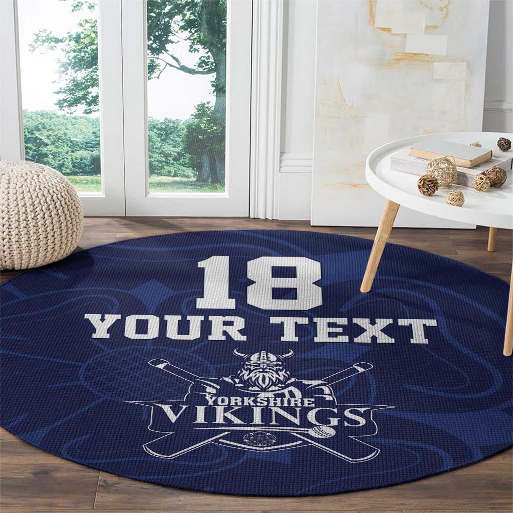 Custom Yorkshire Viking Spirit Round Carpet White Rose of York Navy Version - Wonder Print Shop