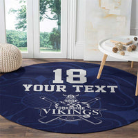 Custom Yorkshire Viking Spirit Round Carpet White Rose of York Navy Version - Wonder Print Shop