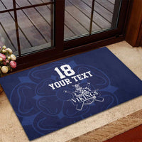 Custom Yorkshire Viking Spirit Rubber Doormat White Rose of York Navy Version - Wonder Print Shop