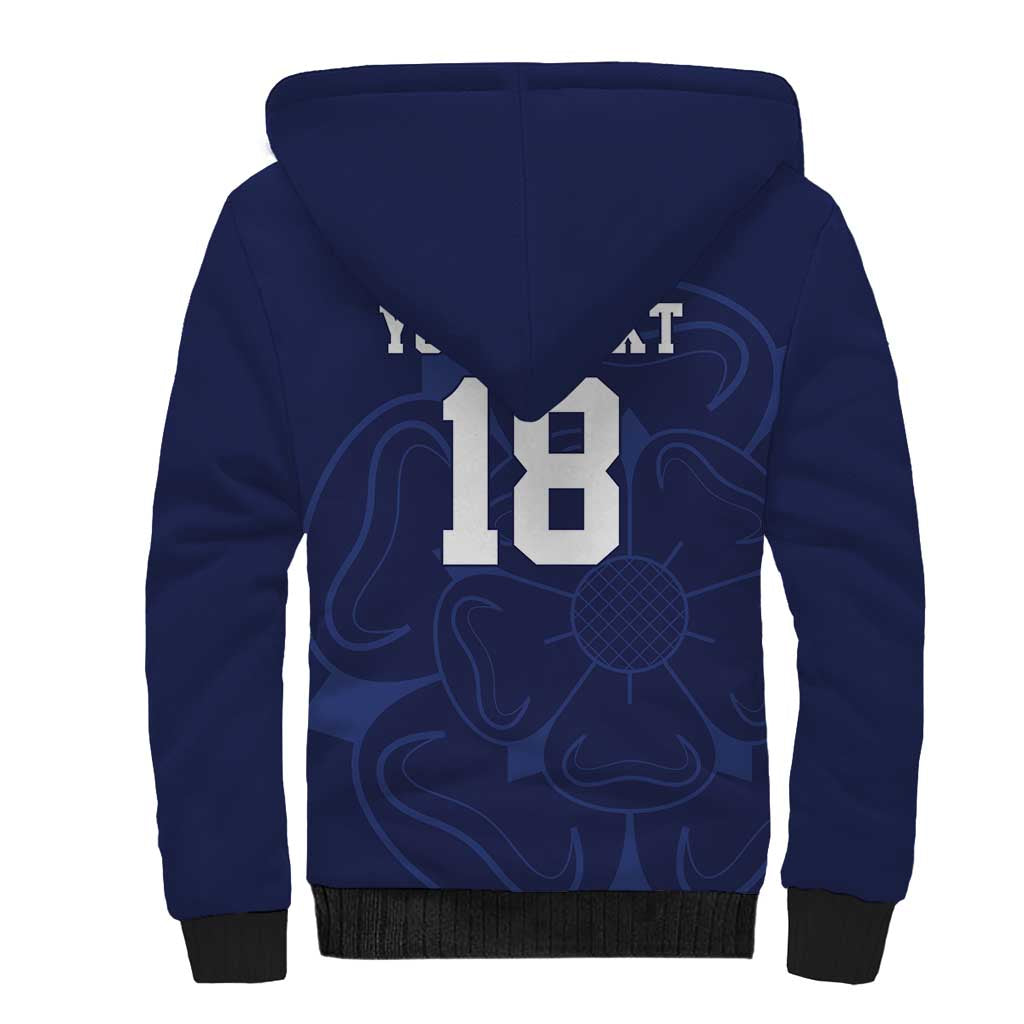 Custom Yorkshire Viking Spirit Sherpa Hoodie White Rose of York Navy Version - Wonder Print Shop