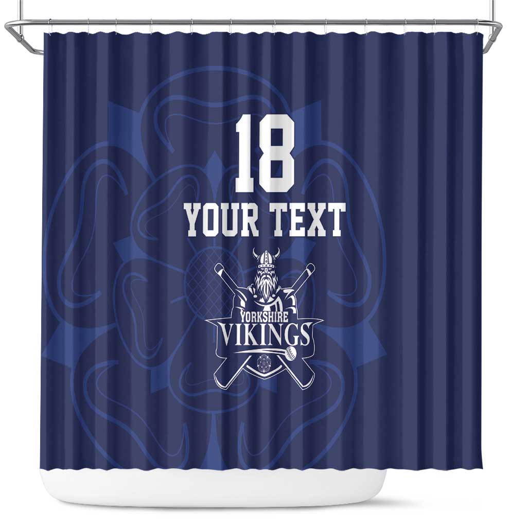 Custom Yorkshire Viking Spirit Shower Curtain White Rose of York Navy Version - Wonder Print Shop