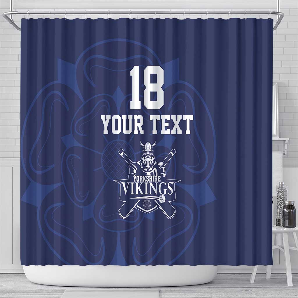 Custom Yorkshire Viking Spirit Shower Curtain White Rose of York Navy Version - Wonder Print Shop