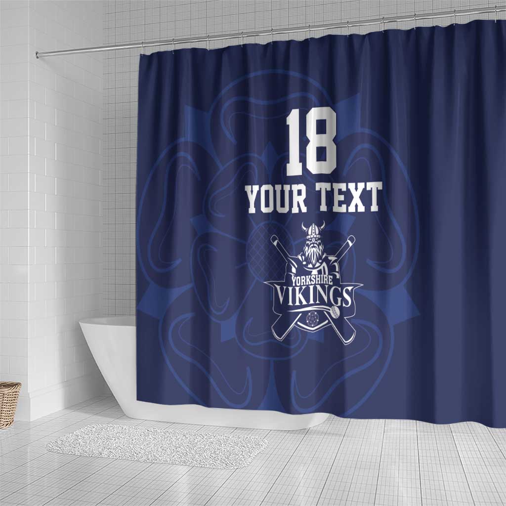Custom Yorkshire Viking Spirit Shower Curtain White Rose of York Navy Version - Wonder Print Shop