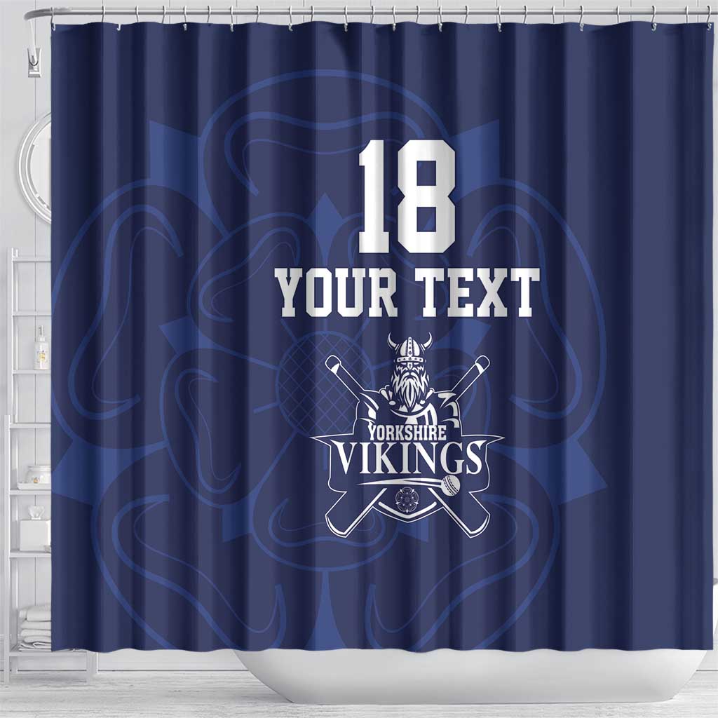 Custom Yorkshire Viking Spirit Shower Curtain White Rose of York Navy Version - Wonder Print Shop