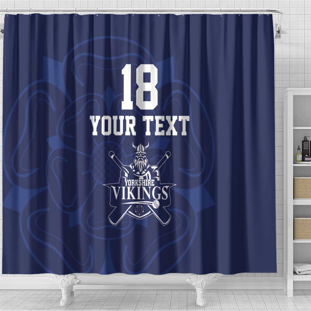 Custom Yorkshire Viking Spirit Shower Curtain White Rose of York Navy Version - Wonder Print Shop