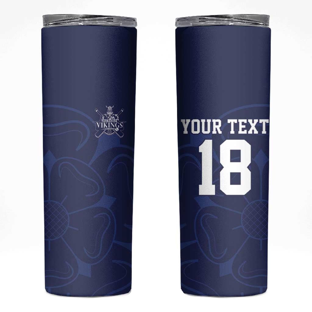 Custom Yorkshire Viking Spirit Skinny Tumbler White Rose of York Navy Version - Wonder Print Shop