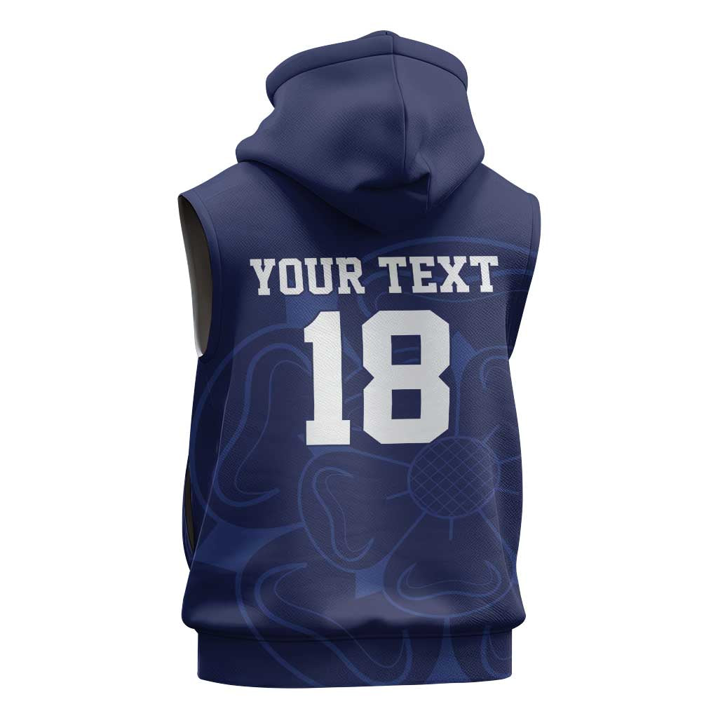 Custom Yorkshire Viking Spirit Sleeveless Hoodie White Rose of York Navy Version - Wonder Print Shop