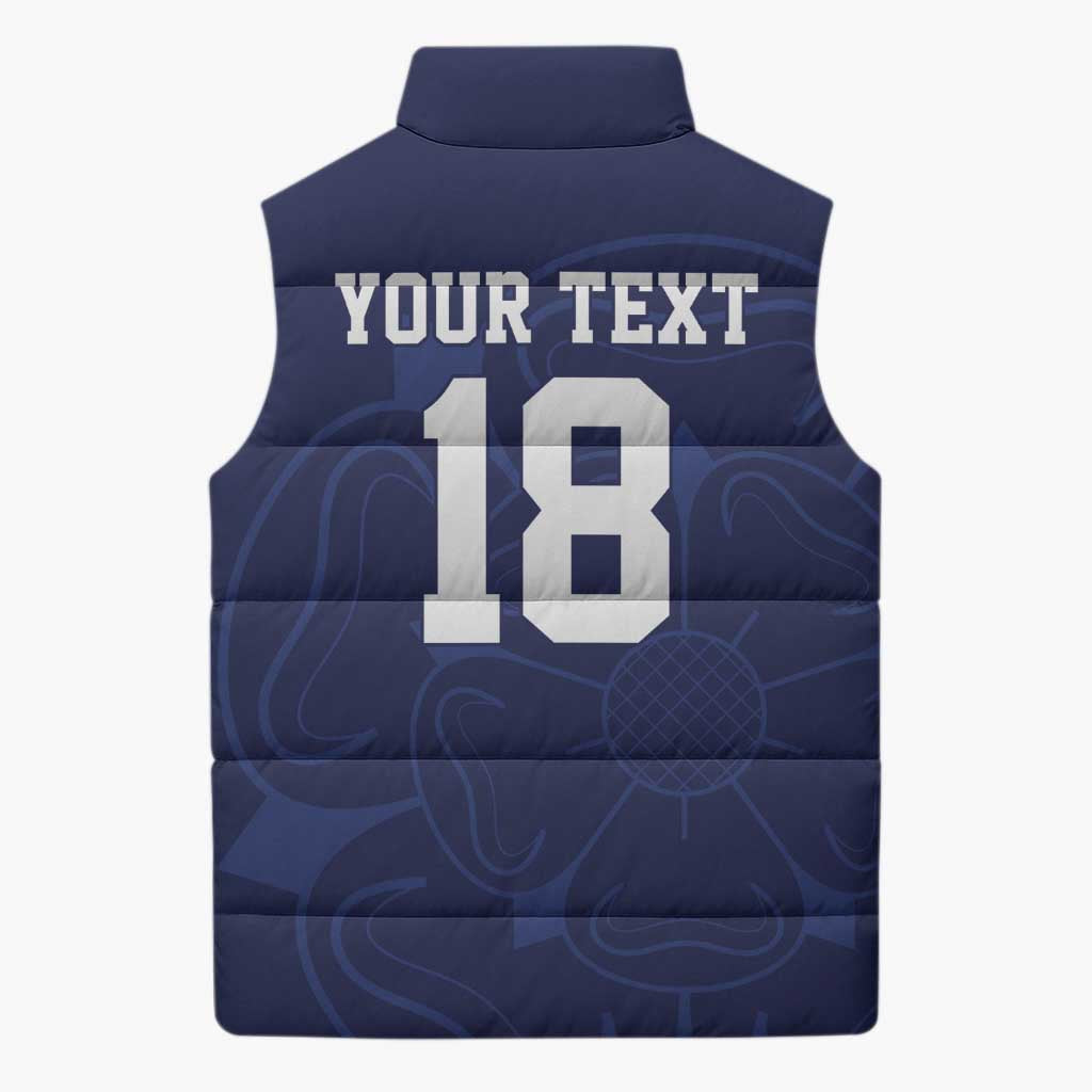 Custom Yorkshire Viking Spirit Sleeveless Puffer Jacket White Rose of York Navy Version - Wonder Print Shop
