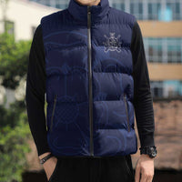 Custom Yorkshire Viking Spirit Sleeveless Puffer Jacket White Rose of York Navy Version - Wonder Print Shop
