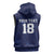 Custom Yorkshire Viking Spirit Sleeveless Zip Hoodie White Rose of York Navy Version - Wonder Print Shop