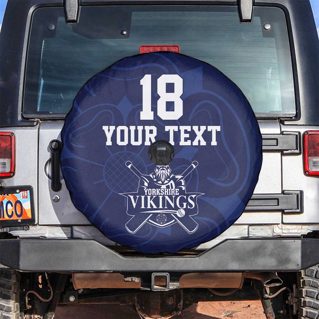 Custom Yorkshire Viking Spirit Spare Tire Cover White Rose of York Navy Version - Wonder Print Shop