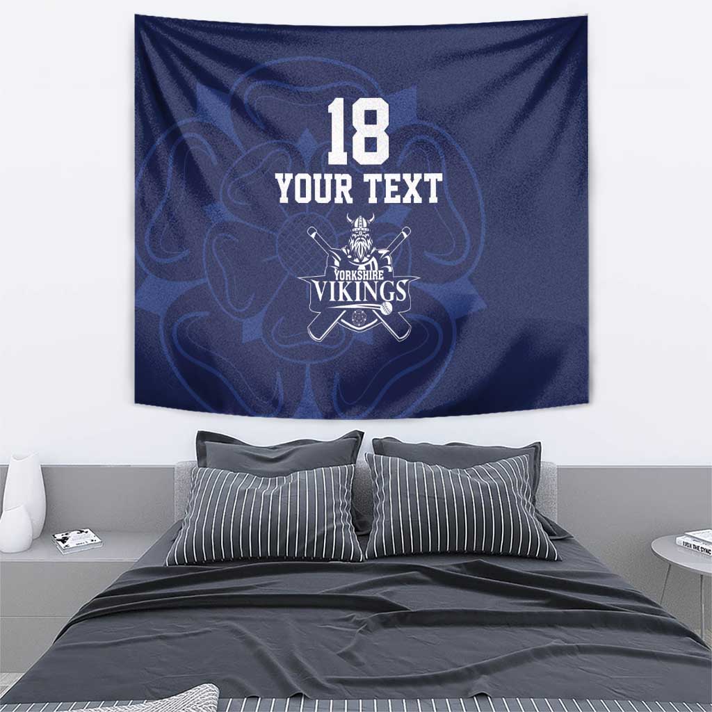 Custom Yorkshire Viking Spirit Tapestry White Rose of York Navy Version - Wonder Print Shop