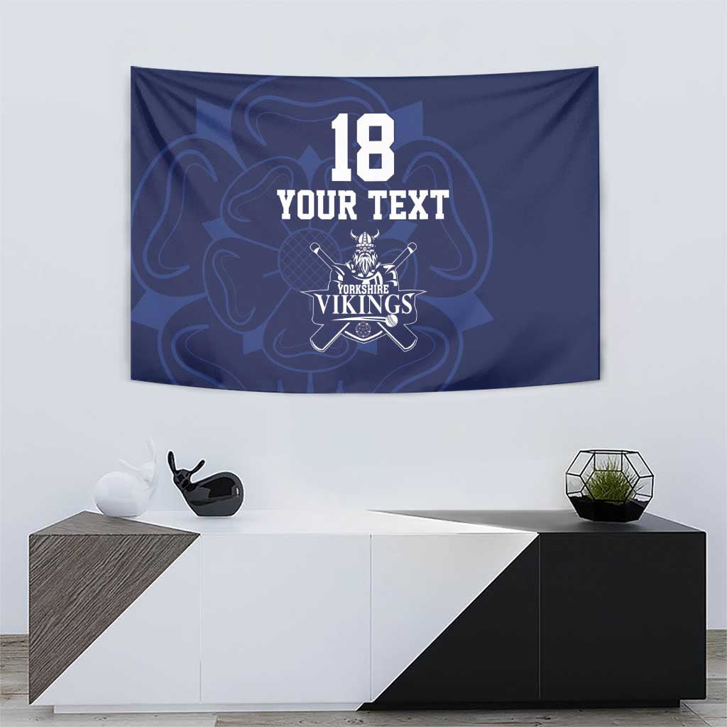 Custom Yorkshire Viking Spirit Tapestry White Rose of York Navy Version - Wonder Print Shop