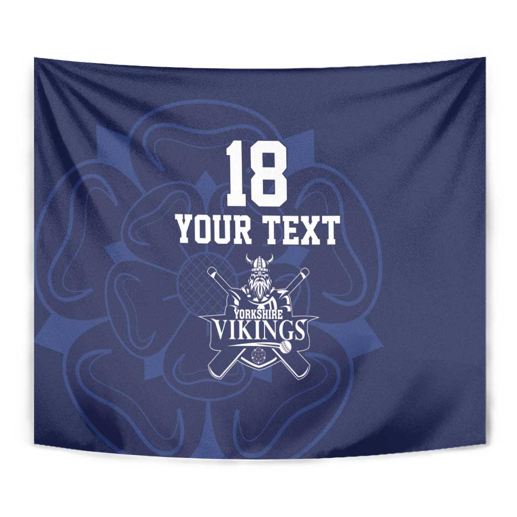 Custom Yorkshire Viking Spirit Tapestry White Rose of York Navy Version - Wonder Print Shop
