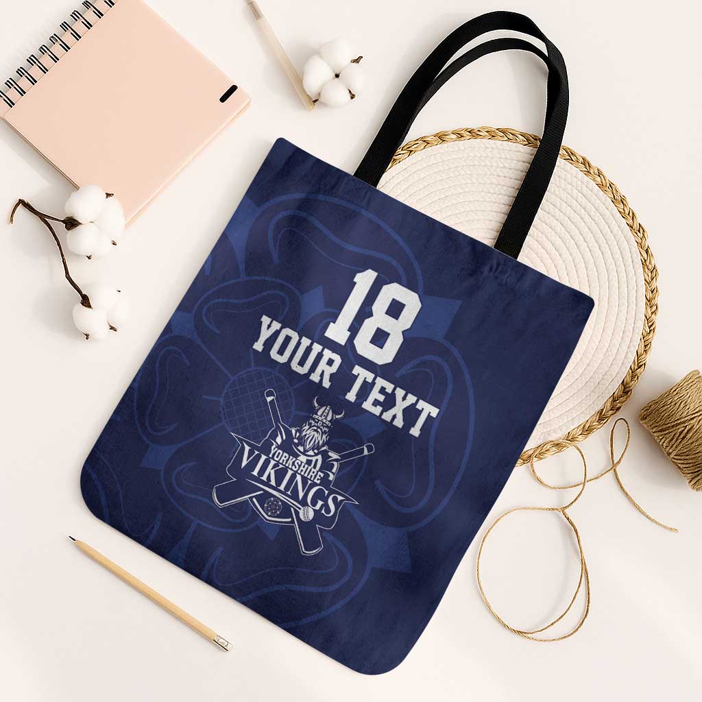 Custom Yorkshire Viking Spirit Tote Bag White Rose of York Navy Version - Wonder Print Shop