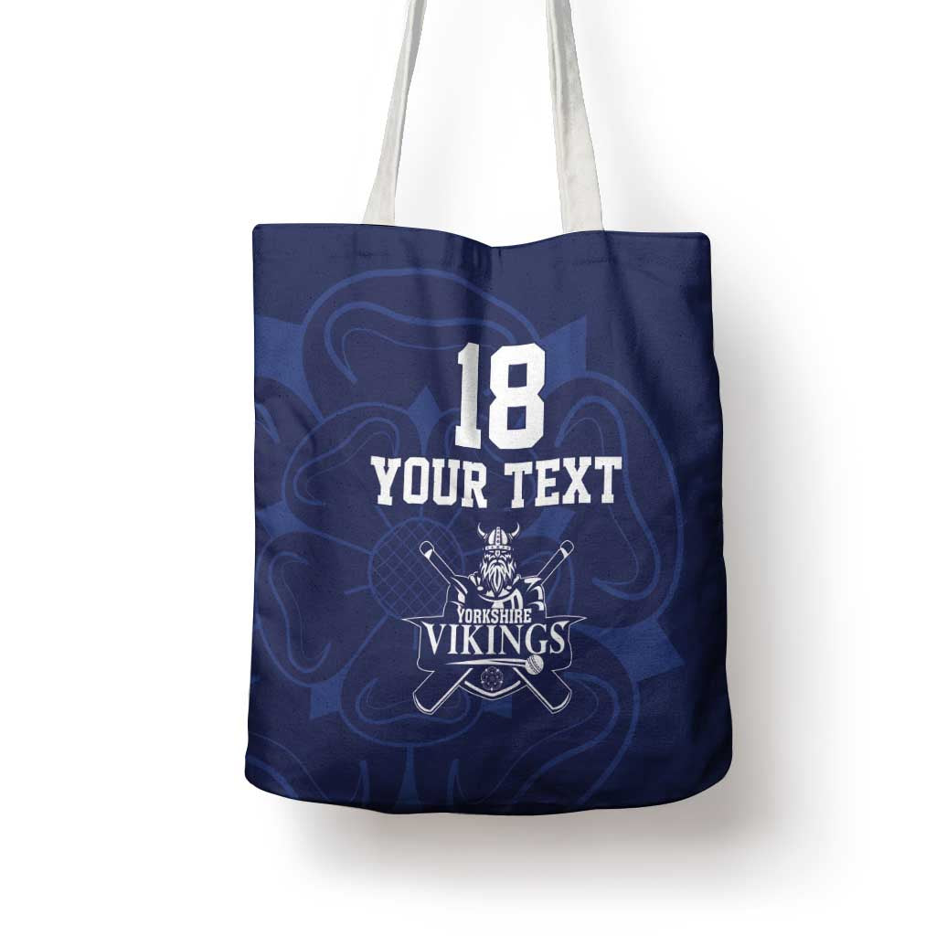 Custom Yorkshire Viking Spirit Tote Bag White Rose of York Navy Version - Wonder Print Shop