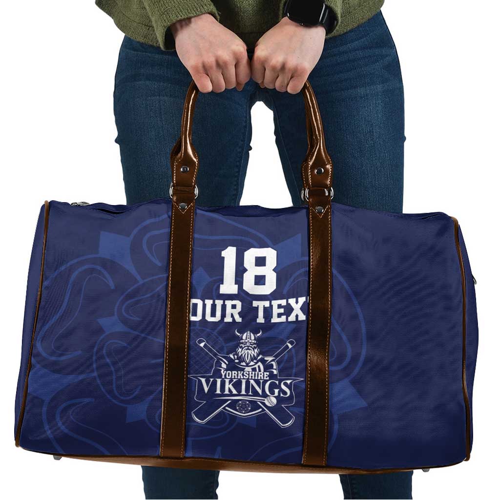 Custom Yorkshire Viking Spirit Travel Bag White Rose of York Navy Version - Wonder Print Shop